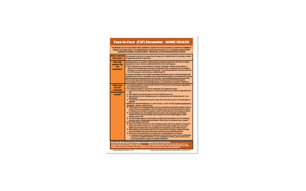 FMS is becoming MAC Legacy Face to Face Encounters – Home Health
